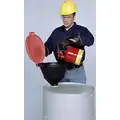 Ultratech Drum Funnel with Lid, Polyethylene, Brass, 2 gal. Total Capacity, 11" Height, Black/Red