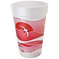 Dart Disposable Hot/Cold Cup: 16 oz Capacity, Red, Foam, Unwrapped, Horizon, 1,000 PK