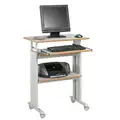 Stand-Up Adjustable Workstation: Gray, Wood/Steel, 22 in Overall Dp, 49 in Overall Ht