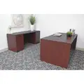 Boss Office Desk Suite: 71 in Overall Wd, 29 1/2 in, 72 in Overall Dp, Mahogany Top, 0 Pedestals