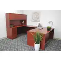Boss Office Desk Suite: 71 in Overall Wd, 65 1/2 in, 113 in Overall Dp, Mahogany Top, 2 Pedestals
