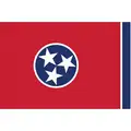 State Flag: 3 ft Ht, 5 ft Wd, 20 ft Min. Flagpole Ht, Outdoor, Tennessee