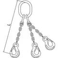 Chain Sling: 5 ft Sling Lg, 2,100 lb Sling Capacity @ 30 Degrees, 3/16 in Chain Size, Painted