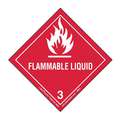 Labelmaster DOT Container Label: Flammable Liquid, 3 15/16 in Label Wd, 3 15/16 in Label Ht, Paper, 100 PK