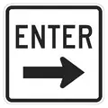 Entrance Sign: 18 in x 18 in Nominal Sign Size, Aluminum, 0.080 in, Engineer, Enter, Black, White
