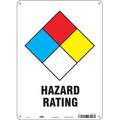 Safety Sign: HAZARD RATING, Aluminum, 14 in Ht, 10 in Wd