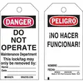 Lockout Tag: Peligro/Danger, Danger Do Not Operate, Paper, Date/Fecha/Name/Nombre