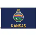 Nylglo State Flag: 4 ft. H, 6 ft. W, 25 ft. Min. Flagpole H, Indoor/Outdoor, Kansas