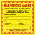 Hazardous Waste, DOT Handling Label, Paper, Height: 6"