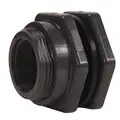 Bulkhead Tank Fitting: 1/2 in Pipe Size, FNPT x FNPT, 1 3/8 in Required Hole Size, PVC