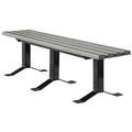 Ultrasite Outdoor Bench: Recycled Plastic, 900 lb Load Rating, Gray, Powder Coated Steel, Surface