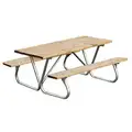 Ultrasite Picnic Table: Rectangle, Pressure Treated Wood, 72 in Overall Wd, 68 in Overall Dp