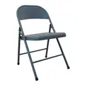 Folding Chair: Blue Seat, Steel Seat, Steel Frame, Blue Seat, Steel Back