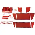 Wall Control Toolboard Accessory Kit: 29 Hooks, 3 Bins, Red