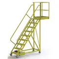 Unsupported 9-Step Cantilever Rolling Ladder, Serrated Step Tread, 132 in Overall Height