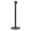 Barrier Post with Belt: Stainless Steel, Black, 39 1/2 in Post Ht, 2 in Post Dia., 1 Belts