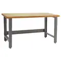 Bolted Workbench, Butcher Block, 30" Depth, 30" to 36" Height, 72" Width, 1,600 lb Load Capa