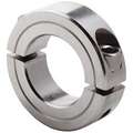 Shaft Collar: Inch, 2 Piece Clamp, Plain Bore, 7/16" Bore Dia., Stainless Steel, 3/8" Wd