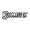 Extension Spring: Safety Drawbar, 302 Stainless Steel, 13 3/4 in Overall Lg, Plain