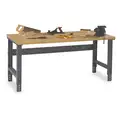 Bolted Workbench, Butcher Block, 36" Depth, 27-7/8" to 35-3/8" Height, 72" Width, 3, 600 lb. L