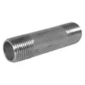 Nipple: 304 Stainless Steel, 3" Nominal Pipe Size, 3" Overall Length, Threaded on Both Ends, Welded