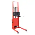 Powered-Lift/Manual-Push Straddle Stacker: 1,000 lb Load Capacity, 30 in x 3 in
