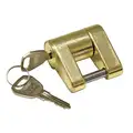 Coupler Lock: Universal, 1 7/8 in/2 5/16 in/2 in, Bright Brass, (2) Keys