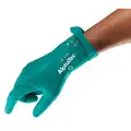 Alphatec Chemical Resistant Gloves: 14 mil Glove Thick, 12 in Glove L, Lozenge, Green, 9 Glove Size, 1 PR