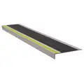 Stair Tread Cover: Yellow/Black, Extruded Aluminum, Fasteners Install with, 6 1/2 in Dp