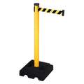 Retracta-Belt Barrier Post with Belt: PVC, Yellow, 40 in Post Ht, 2 1/2 in Post Dia., Square