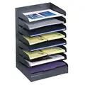 Safco Letter Tray/File Holder: (8) Horizontal Compartments, Black, 9 1/2 in L, 12 in Wd