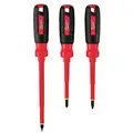 Milwaukee Tether Ready Insulated Screwdriver Set, ECX, Phillips, Slotted, Ergonomic, Number of Pieces 3