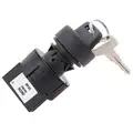 Honeywell Micro Switch Key Switch: Off/On/On, 4 Connections, 20A @ 12 VDC, Pins, 0.870 in dia