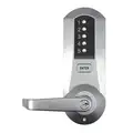 Mechanical Push Button Lockset: Winston Lever, Entry with Key Override/Passage, Satin Chrome