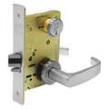 Mortise Lockset: 1, Straight Lever with Right Angle Return, Satin Chrome, 1 1