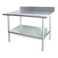 Fixed Height Work Table, Stainless Steel, 30" Depth, 34 1/2" Height, 48" Width, 600 lb Load Cap