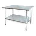 Fixed Height Work Table, Stainless Steel, 30" Depth, 34 1/2" Height, 48" Width,600 lb Load Cap
