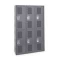 Dark Gray Wardrobe Locker, (2) Tier, (3) Wide Openings: 6, 36" W X 18" D X 72" H