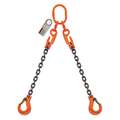 Pewag Chain Sling: 5 ft Sling Lg, 4,300 lb Sling Capacity @ 30 Degrees, 9/32 in Chain Size, Painted