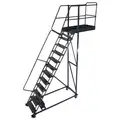 Unsupported 12-Step Cantilever Rolling Ladder, Perforated Step Tread, 162" Overall Height
