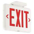 Exit Sign: Emergency Battery Backup, LED, White, Red, 1 or 2 Faces, Ceiling/Wall/End, 120/277 V AC