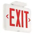 Exit Sign: Emergency Battery Backup, LED, White, Red, 1 or 2 Faces, Wall/End/Ceiling, 120/277 V AC