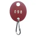 Key Tag Numbered 1 to 40: Oval, 1 3/8 in Ht (In.), 1 1/8 in Wd (In.), Red, 40 PK