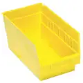 Shelf Bin: 11 5/8 in Overall Lg, 6 5/8 in x 8 in, Yellow, Nestable
