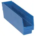 Shelf Bin: 17 7/8 in Overall Lg, 4 3/8 in x 8 in, Blue, Nestable