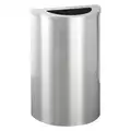 Glaro Trash Can: Aluminum, Flat with Top Opening Top, Silver, 14 gal Capacity, 18 in Wd/Dia, 9 in Dp