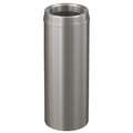 Glaro Wastebasket: Aluminum, Open Top, Silver, 6 gal Capacity, 9 in Wd/Dia, 23 in Ht