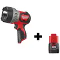 Milwaukee Cordless Flashlight: 12.0 V, Battery Included, LED, 700 lm, Fixed Focus, M12 Series