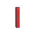 Red/Black Wardrobe Locker, (1) Tier, (1) Wide Openings: 1, 12" W X 18" D X 72" H
