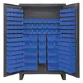 Bin Cabinet: 48 in x 24 in 78 in, 0 Shelves, 162 Bins, Blue, Flush, 12 ga Panel, Gray